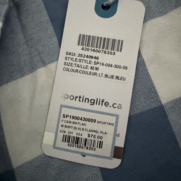 NWT SPORTING LIFE button down blue and white checkered shirt, never worn (M) - Picture 5 of 7